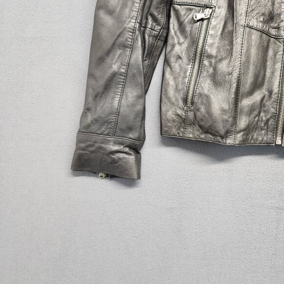 Vintage Guess Leather Jacket Womens Small Black Classic Moto Biker - Picture 12 of 15